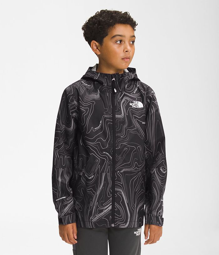 The North Face Jacket Printed Alta Vista Rain Black - Boys - Thailand PUJIF-0952